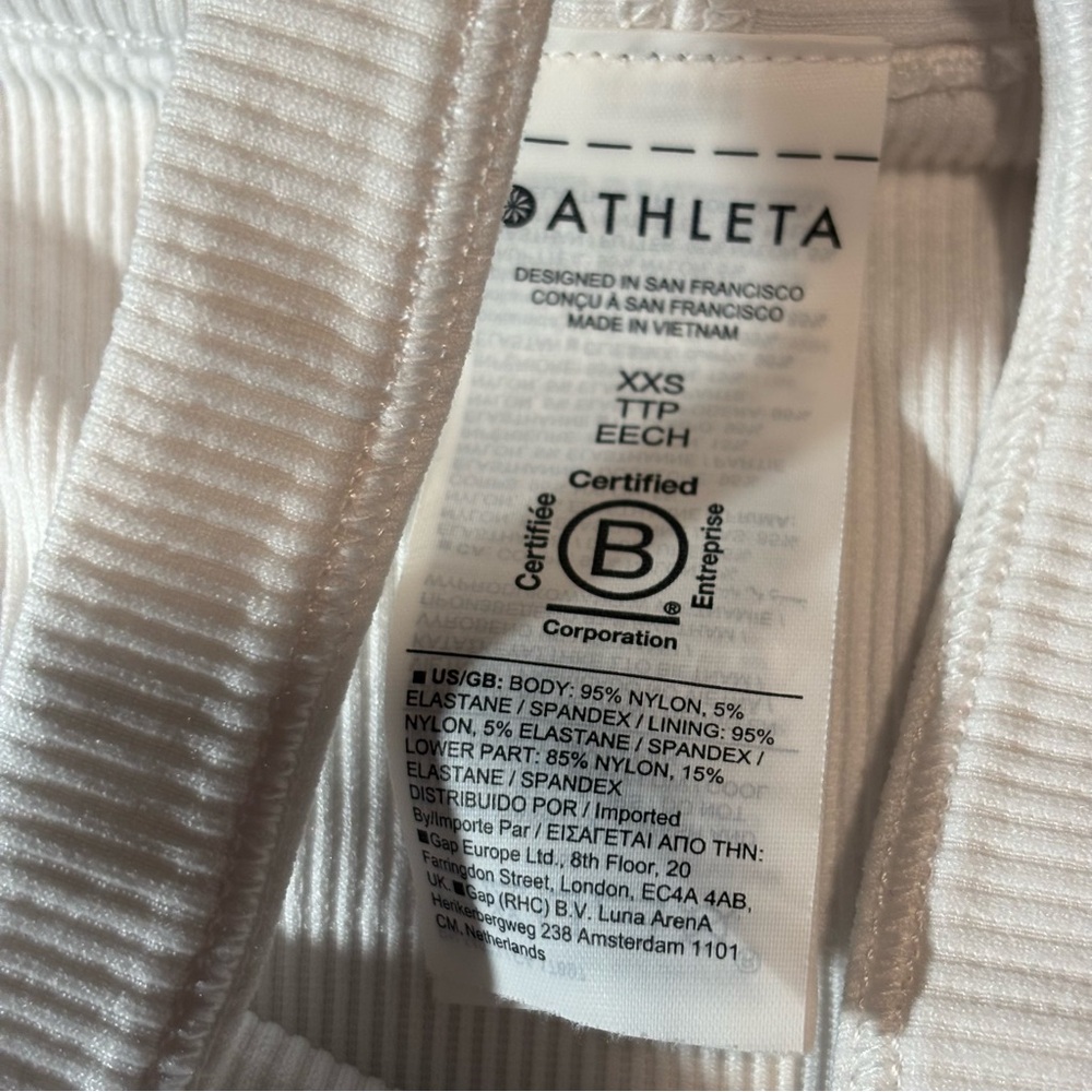 Athleta high neck ribbed crop athletic tank top sports bra racerback white XXS - Picture 5 of 9